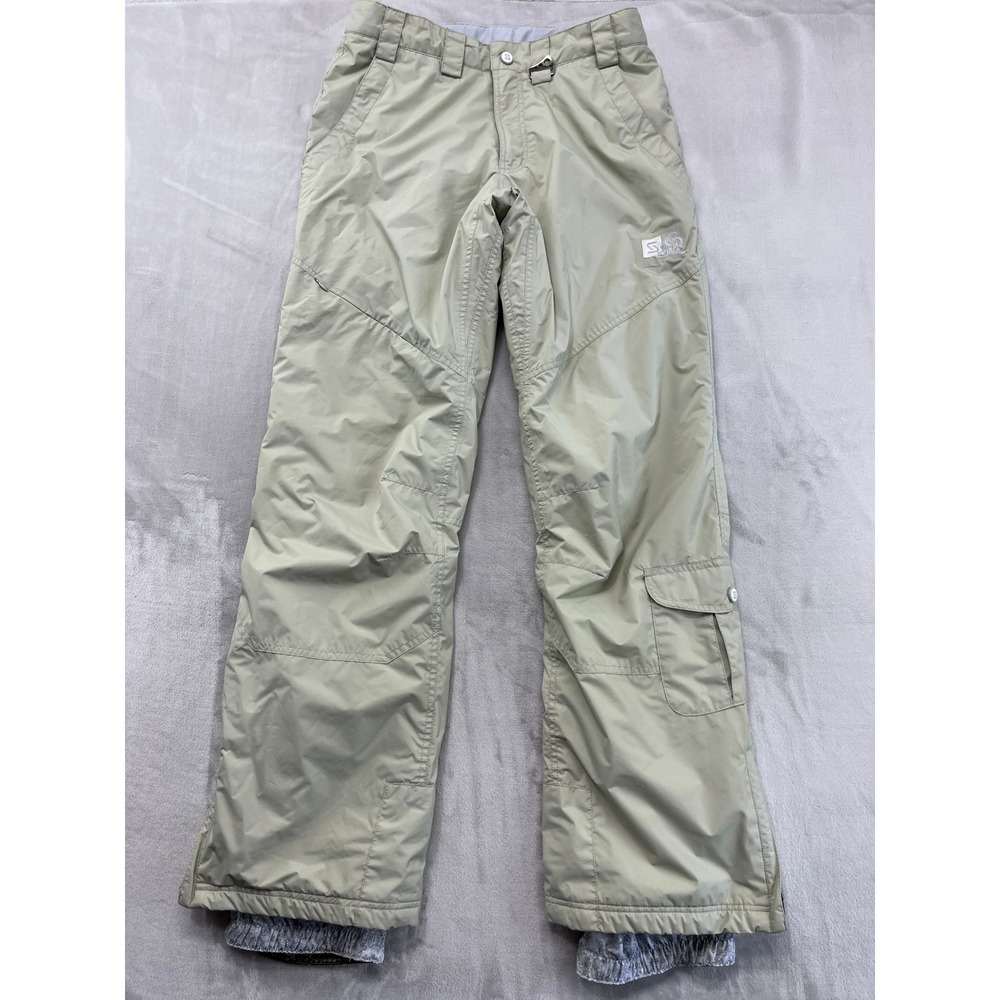 Sims Snowboard Pants Women Medium Tan Insulated Cargo Ankle Zip Winter Ski Nylon